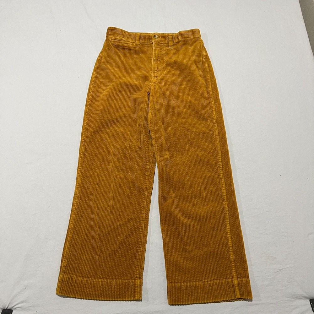 Madewell Womens Deep Khaki Corduroy Slim Emmett Wide-Leg Crop Pants Size 25